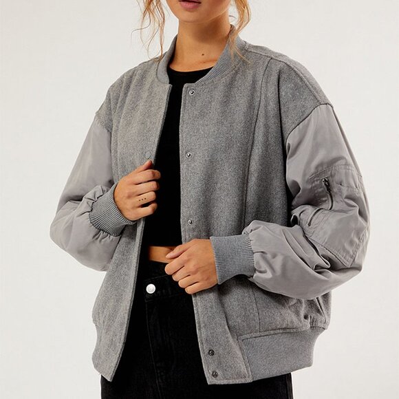 New - PacSun Wool Bomber Varsity Jacket (Size M/L) - Picture 1 of 4